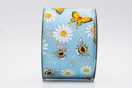 Spring Flower With Bees Collection Ribbon_KF7566GC-12-12_blue